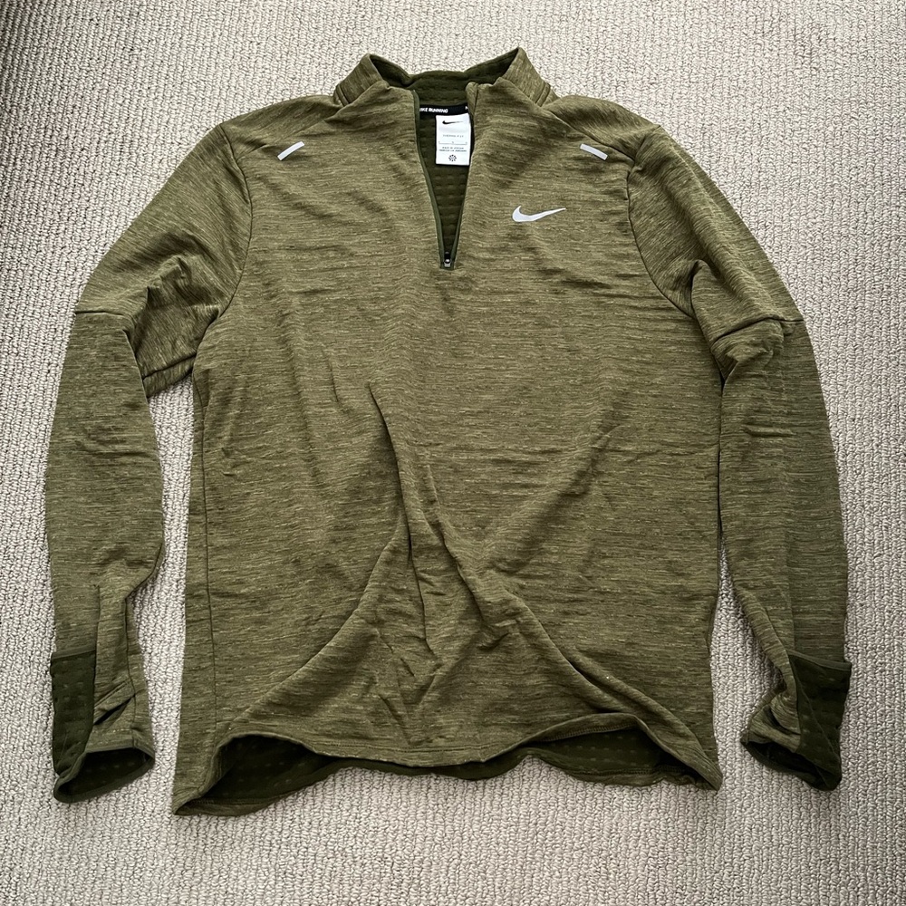 Nike Olive Heather Quarter-Zip Performance Pullover